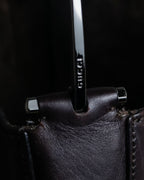 "GUCCI" Metal handle detail brown leather bag