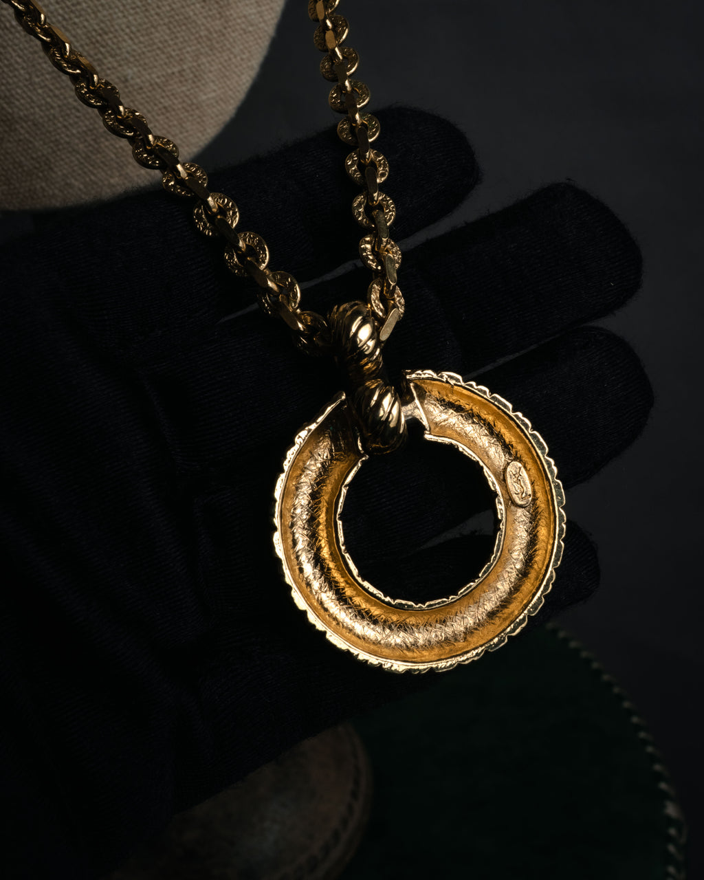 “Yves Saint Laurent” 1980’s-90’s Sculptural circle long necklace
