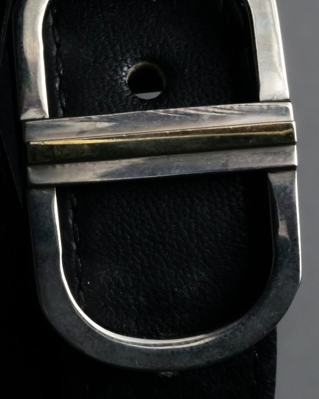 "Christian Dior" Logo buckle slim leather belt