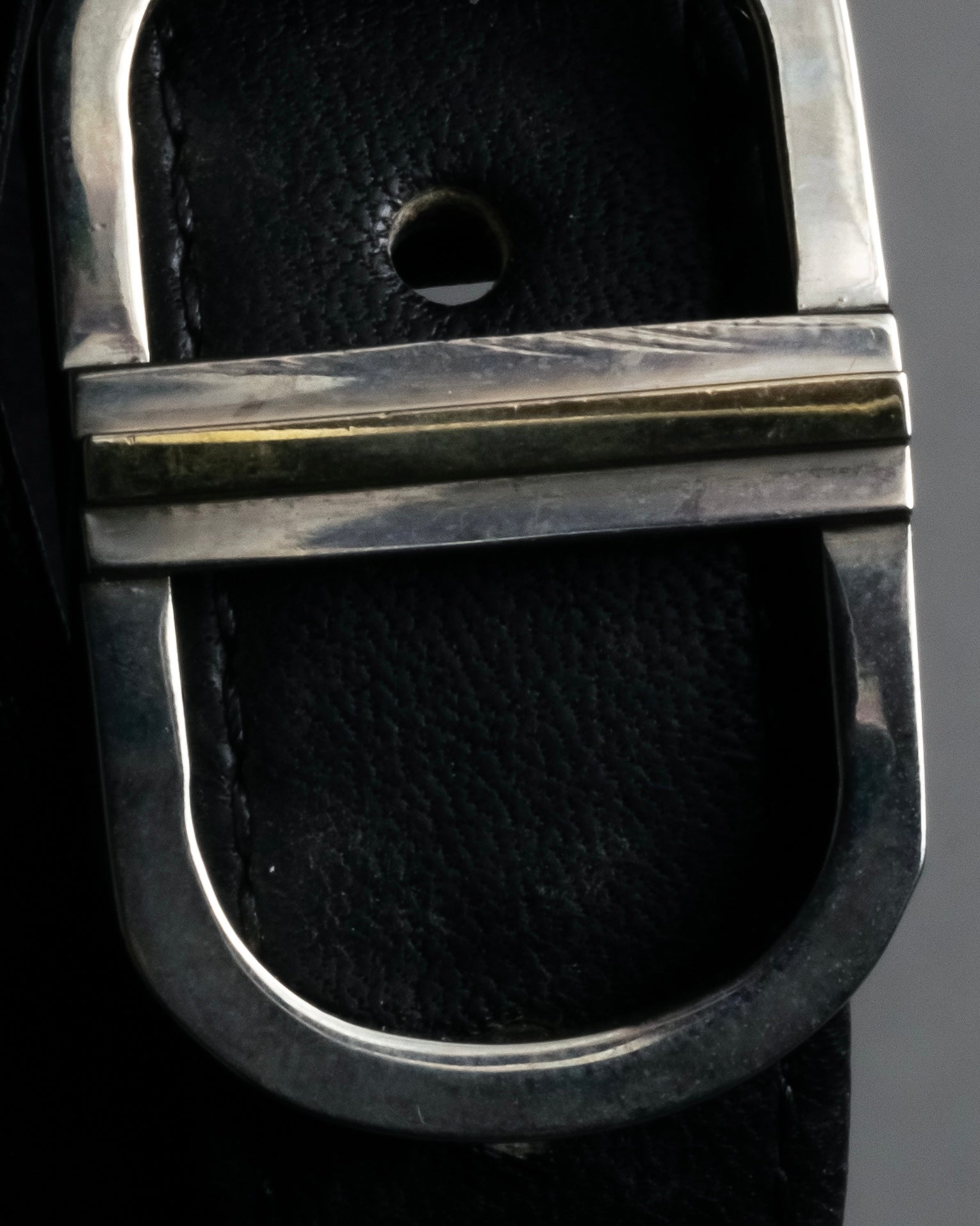 "Christian Dior" Logo buckle slim leather belt