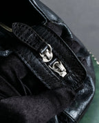 "tricot COMME des GARCONS" 
Flap pocket metal parts design leather hand bag
