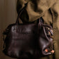 "LOEWE" Orange stitch design engraved logo leather boston bag