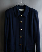 "BALENCIAGA" Gold button design navy color dress