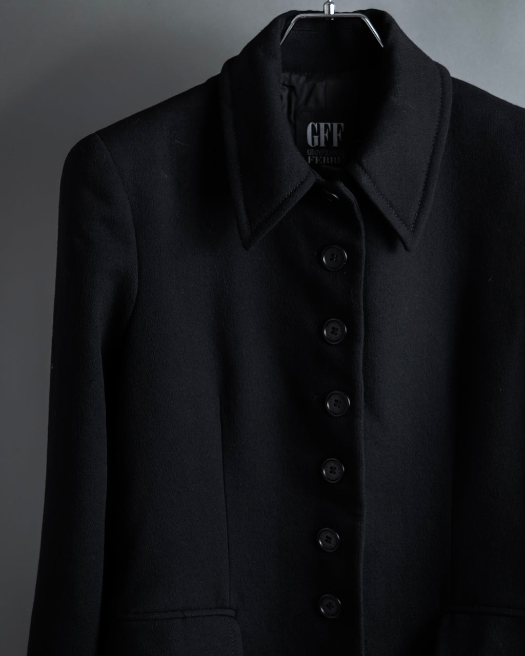 "GIANFRANCO FERRE" Multiple button sequences shaped long coat