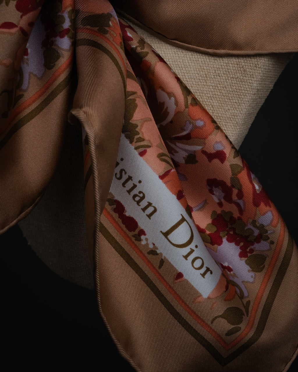 “Christian Dior” 1970’s-1980’s Floral print silk scarf