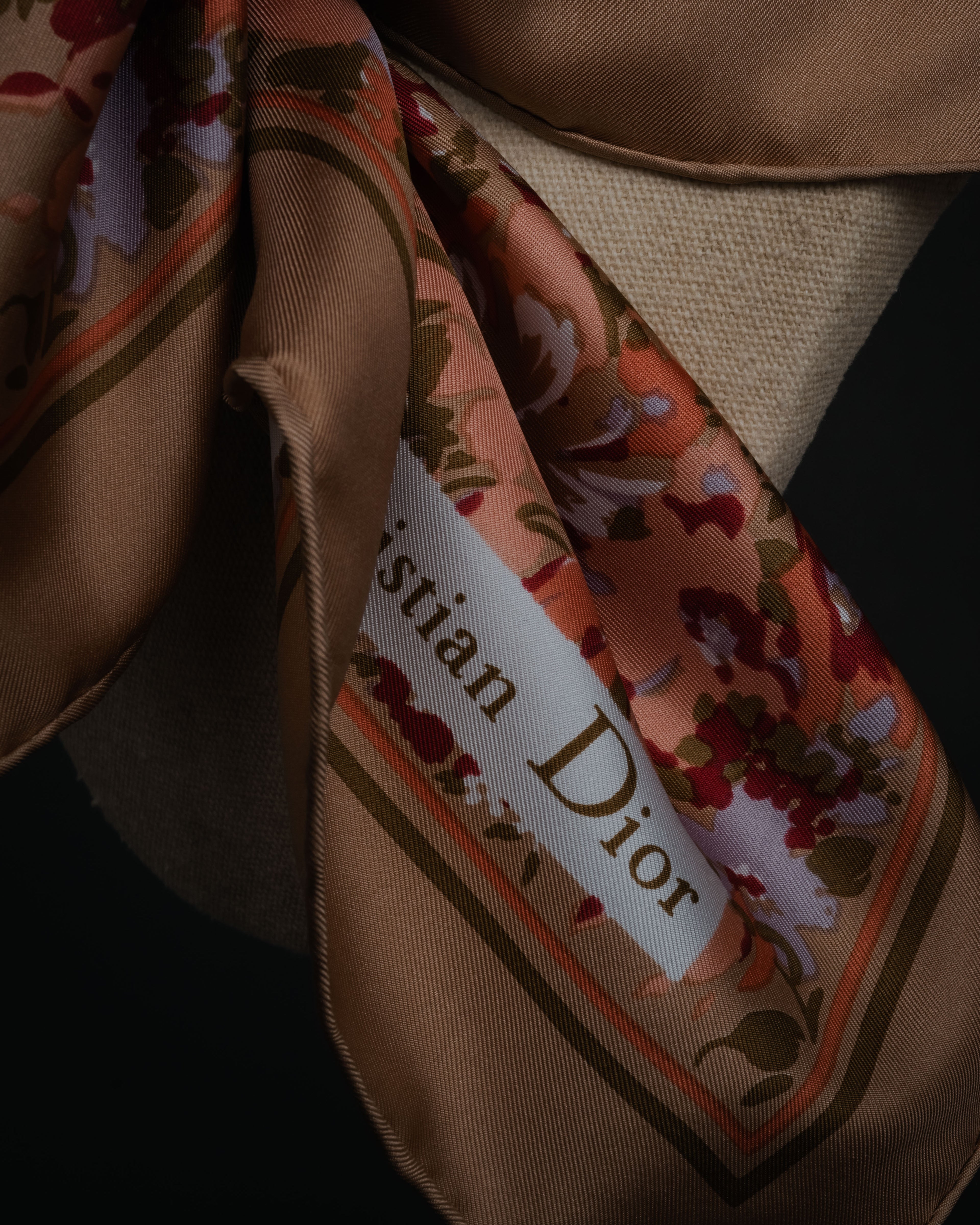 “Christian Dior” 1970’s-1980’s Floral print silk scarf