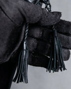 "GIANNI VERSACE" Tassel lace-up design A-line silhouette black dress