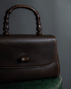 -SPECIAL- "GUCCI"  1980-1986's Inherited model grained leather bamboo bag