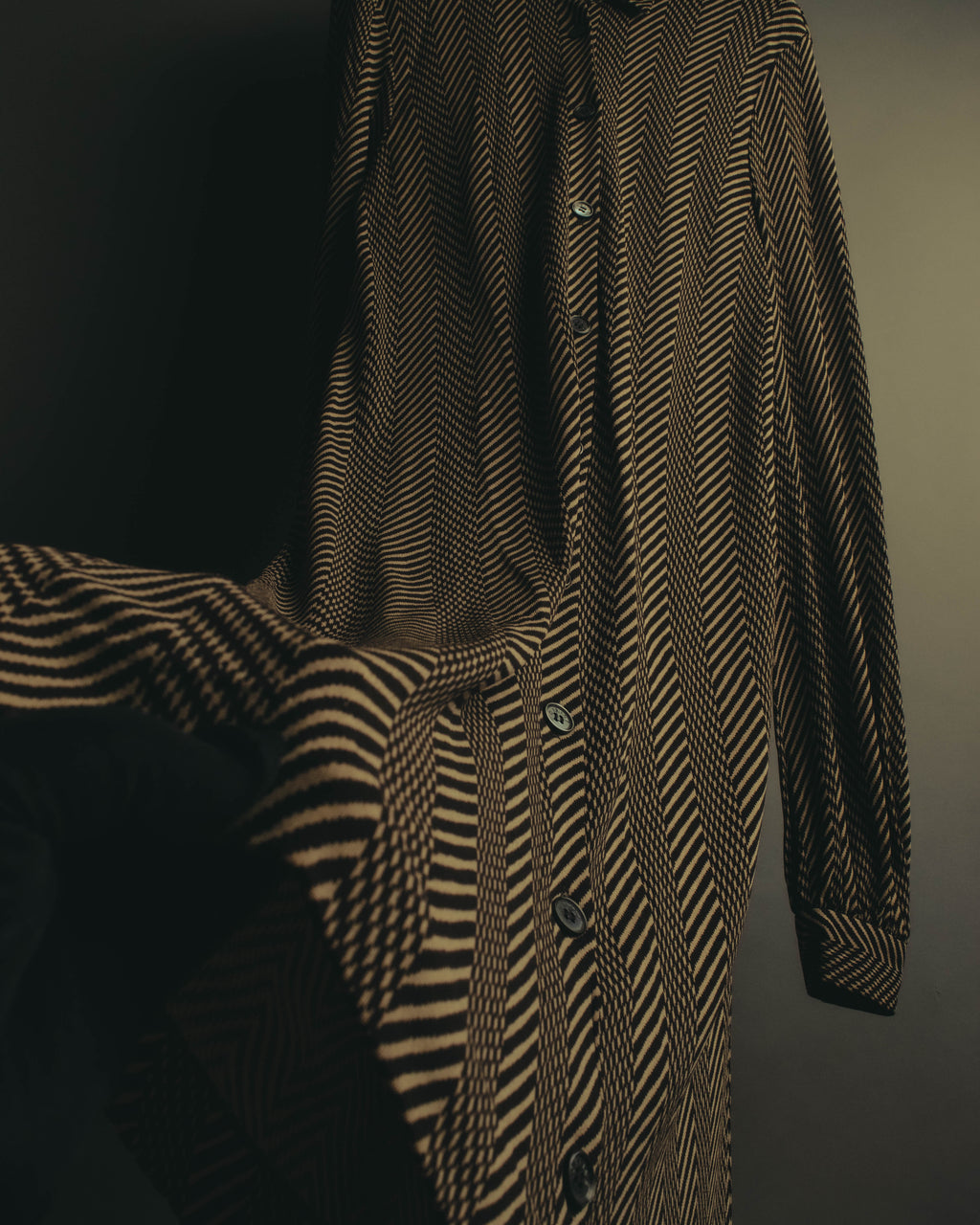 “CELINE” 90’s-00’s Chevron patterned long shirt dress