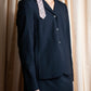 "PRADA" Short length tailored jacket & cropped skirt navy color set up