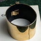 "CELINE" Large leather docking gold bracelet