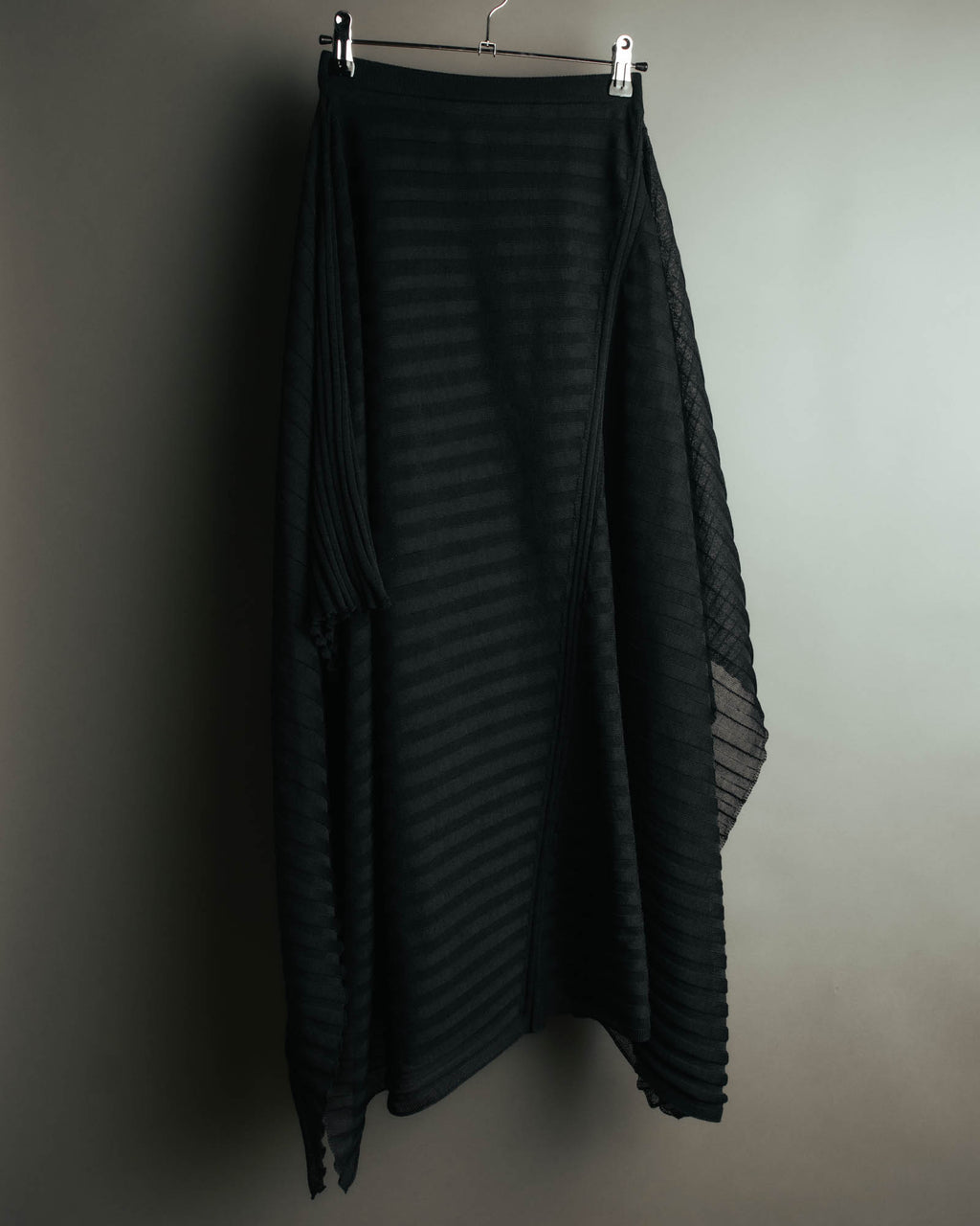 -SPECIAL- “Christian Dior“ 00’s-10’s Sheer ribbed asymmetric long skirt