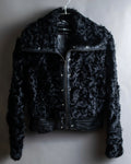 "HERMITAGE" Box silhouette double zipper fur blouson