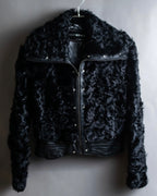 "HERMITAGE" Box silhouette double zipper fur blouson