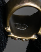 "CHANEL" Glass pearl Coco mark motif gold ring