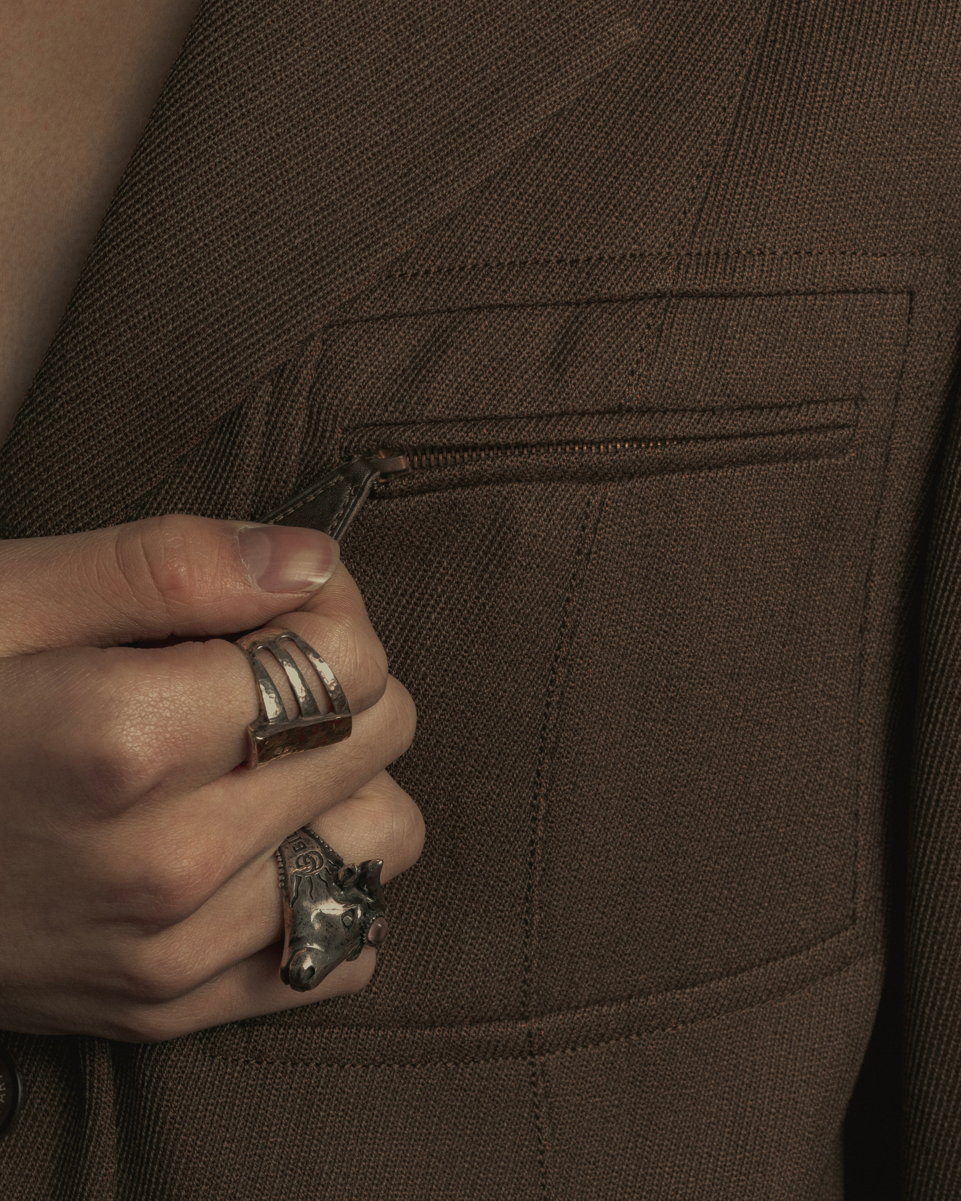 -SPECIAL- "HERMES" 90's Military-inspired zip design tailored jacket