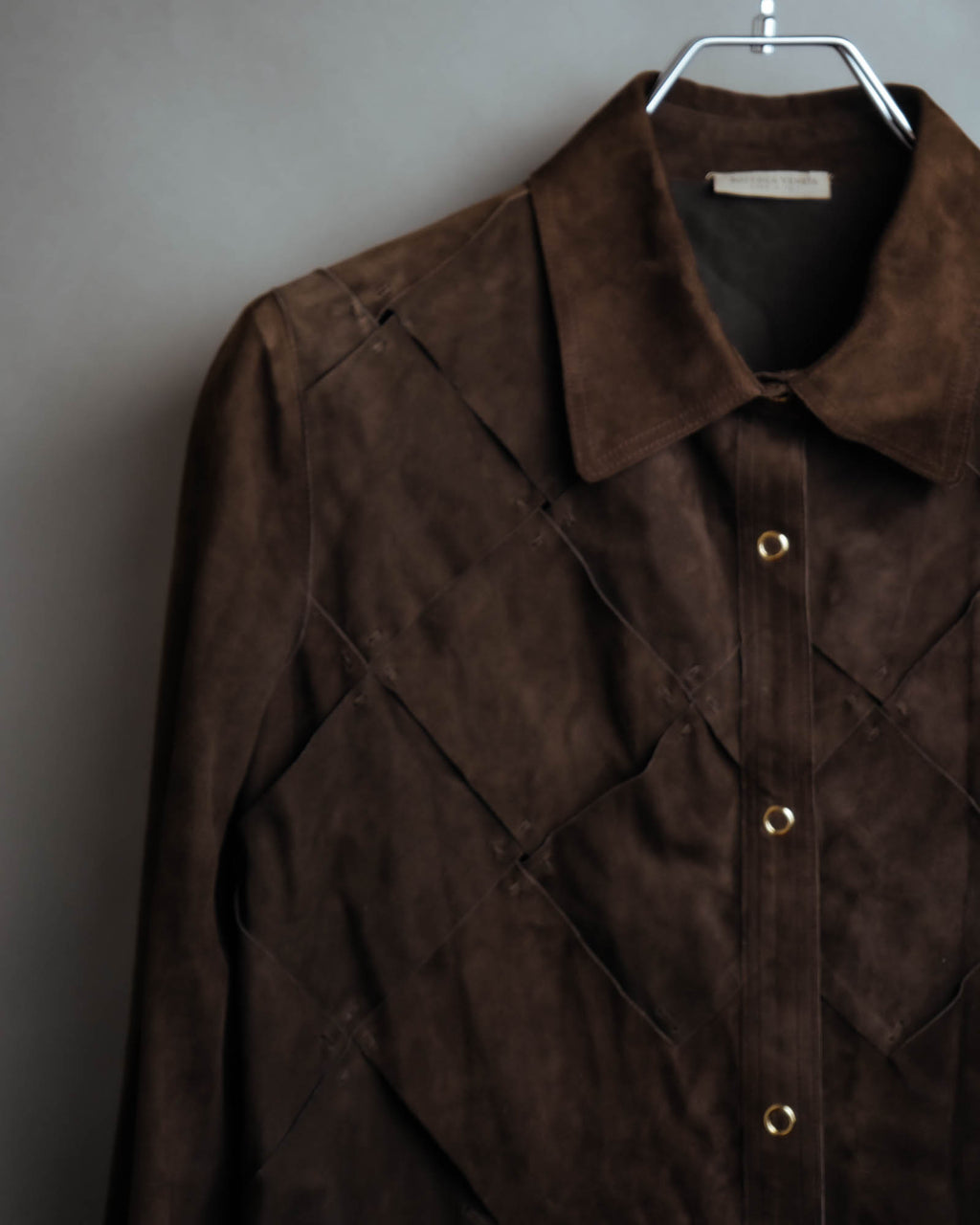 -SPECIAL- “BOTTEGA VENETA” 80’s-90’s Intrecciato suede leather shirt