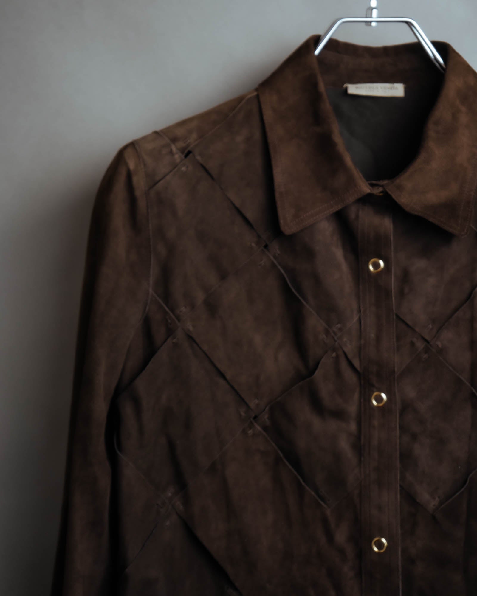 -SPECIAL- “BOTTEGA VENETA” 80’s-90’s Intrecciato suede leather shirt