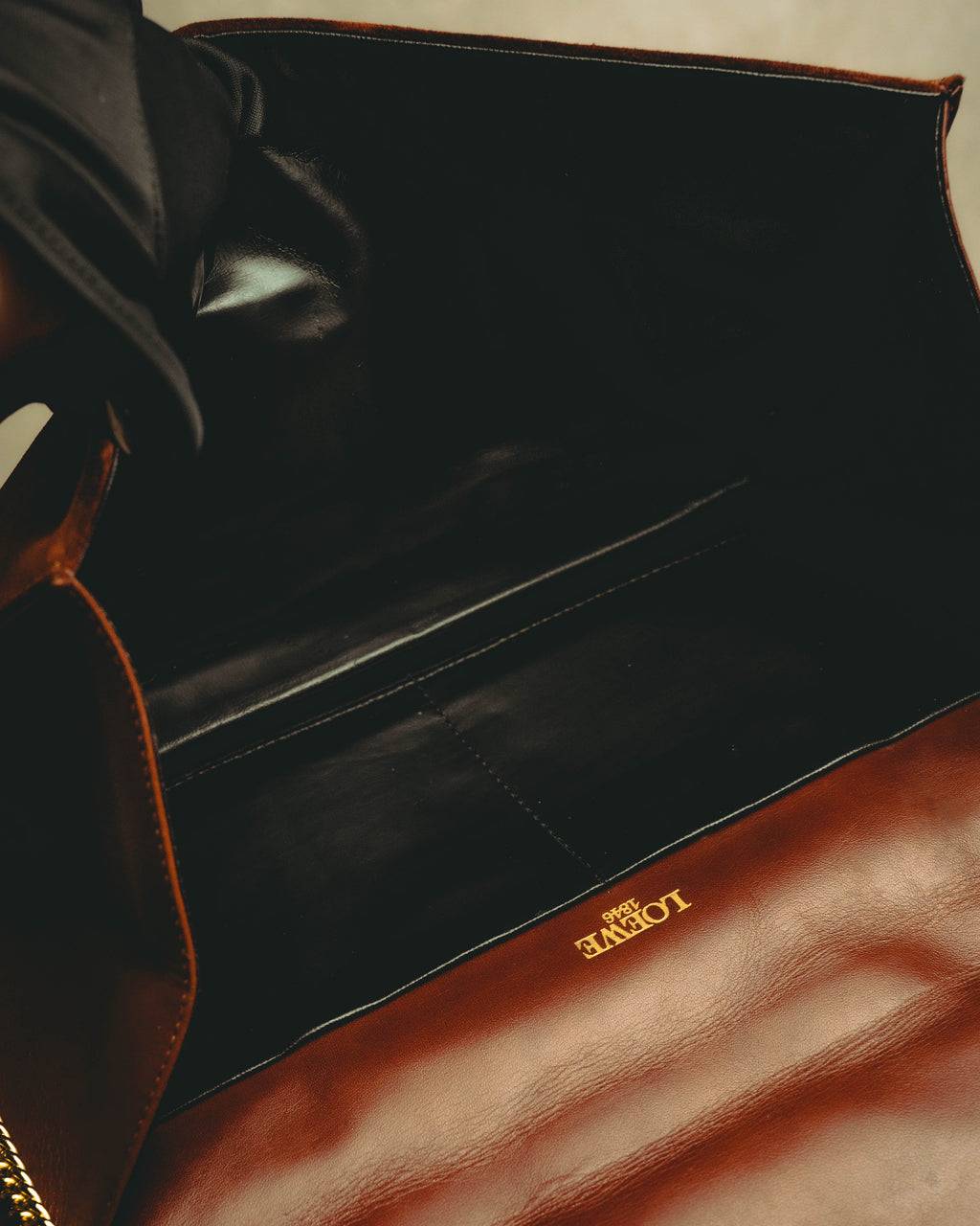 -SPECIAL- “LOEWE” 80’s-90’s embossed anagram suede shoulder bag