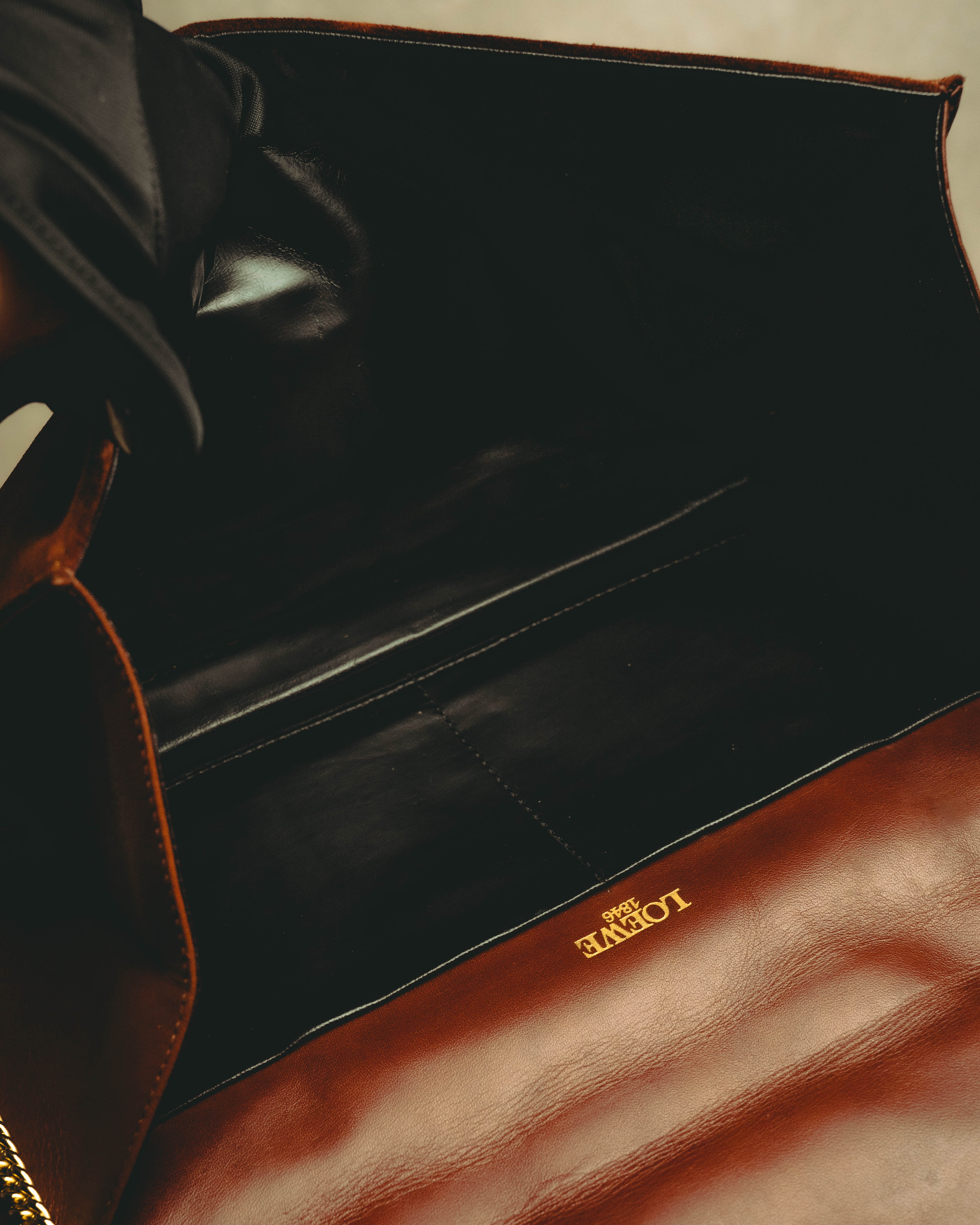 -SPECIAL- “LOEWE” 80’s-90’s embossed anagram suede shoulder bag