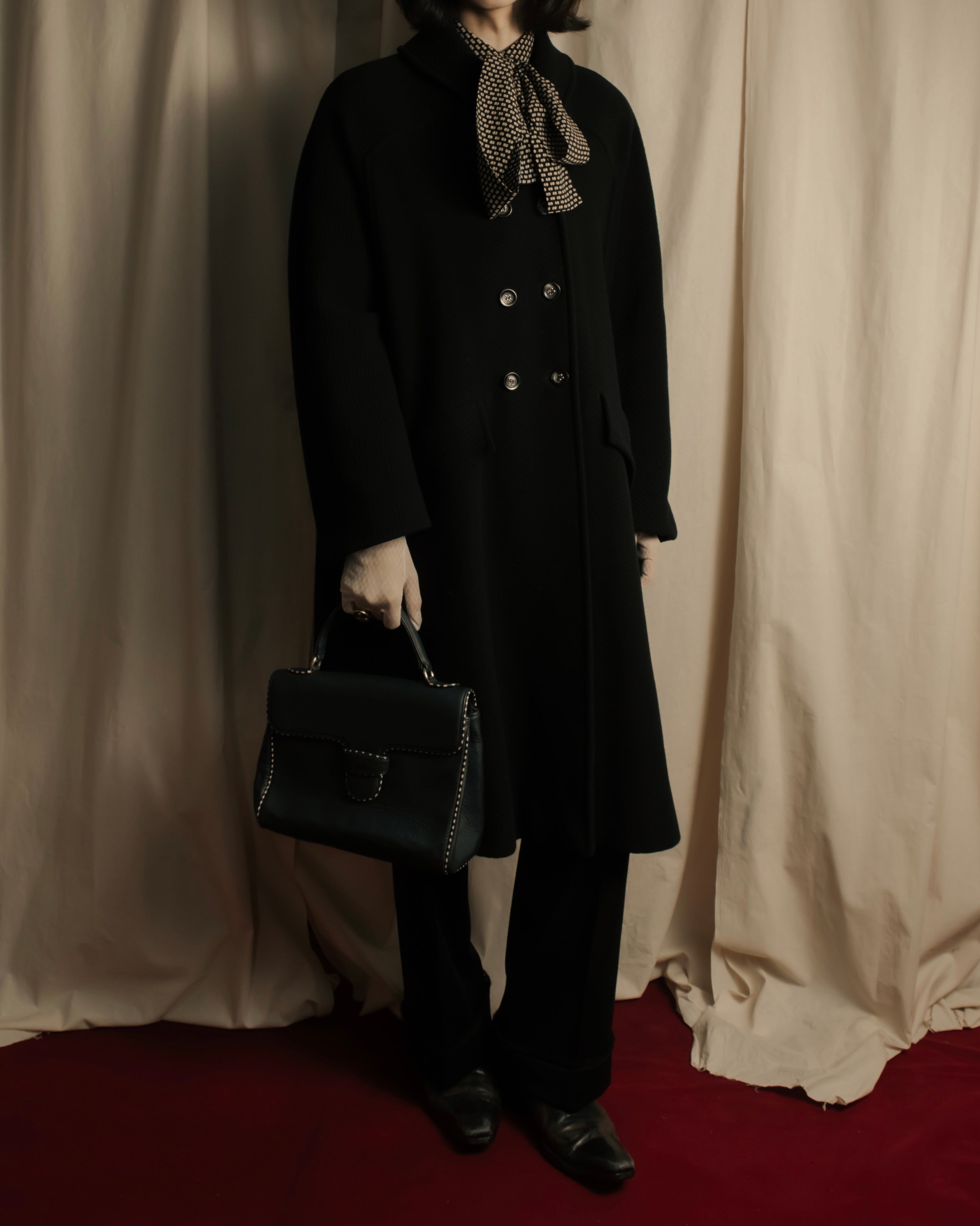 "Valentino Garavani"Shawl collar A-line silhouette long coat