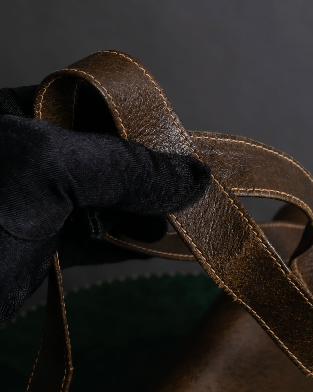 "GUCCI" Vintage horsebit motif leather shoulder bag