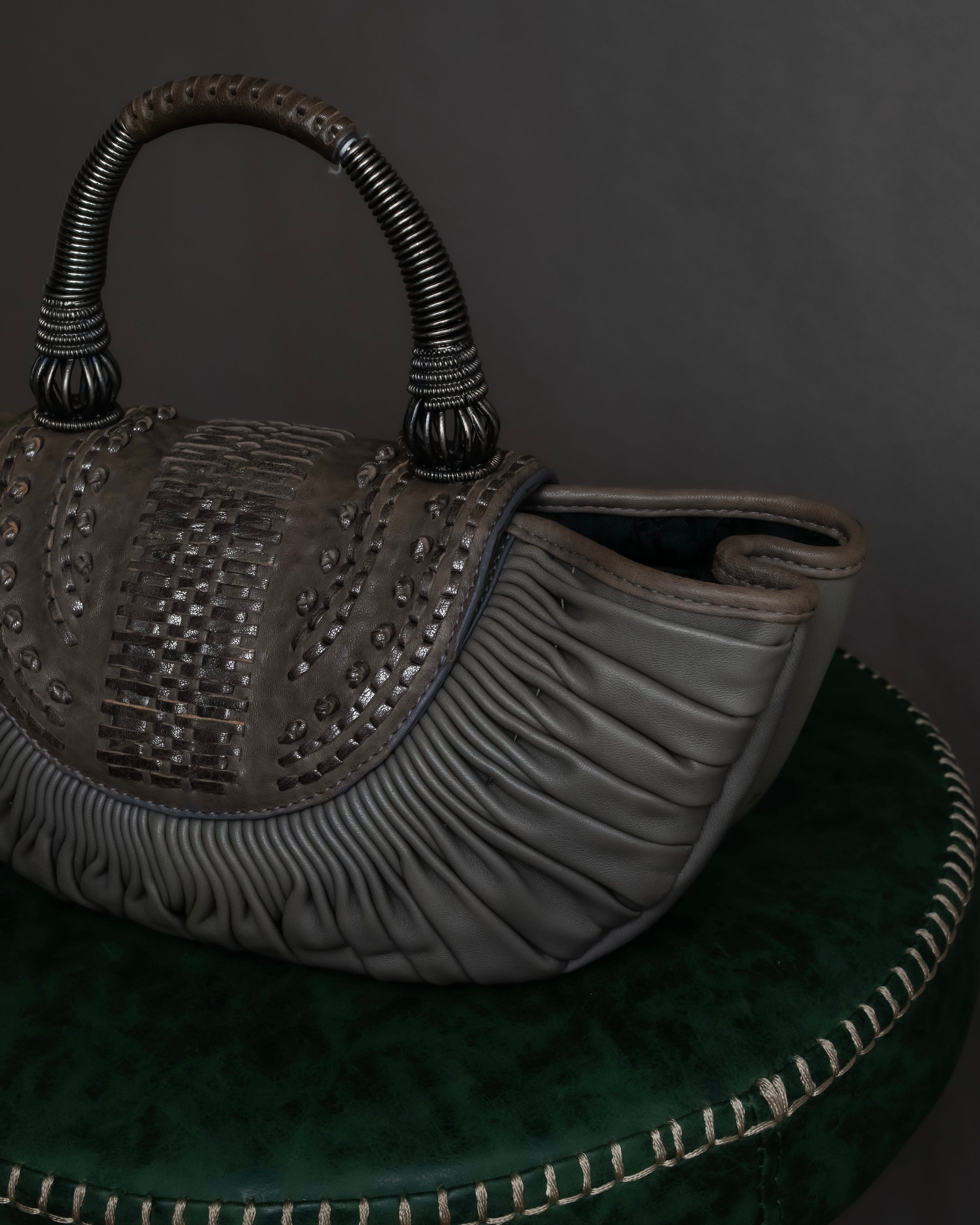 "Christian Dior" John Galliano period Gathering design leather hand bag