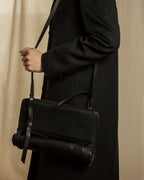 –SPECIAL– "ANN DEMEULEMEESTER" 2010-2013 Transformable roll-top vitello leather bag