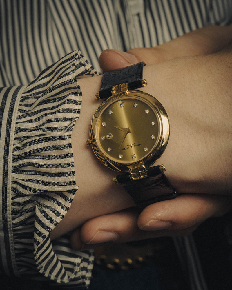 -SPECIAL- “Balenciaga” 80’s-90’s Gold tone round watch