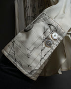 "HERMES" 90's Musical score motif front pleated shirt