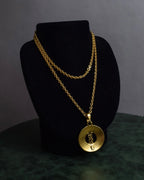 "YVES SAINT LAURENT" Embossed medallion YSL charm necklace
