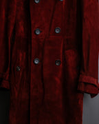 "GUCCI" 1990’s Tom Ford period deep red color suede long trench coat