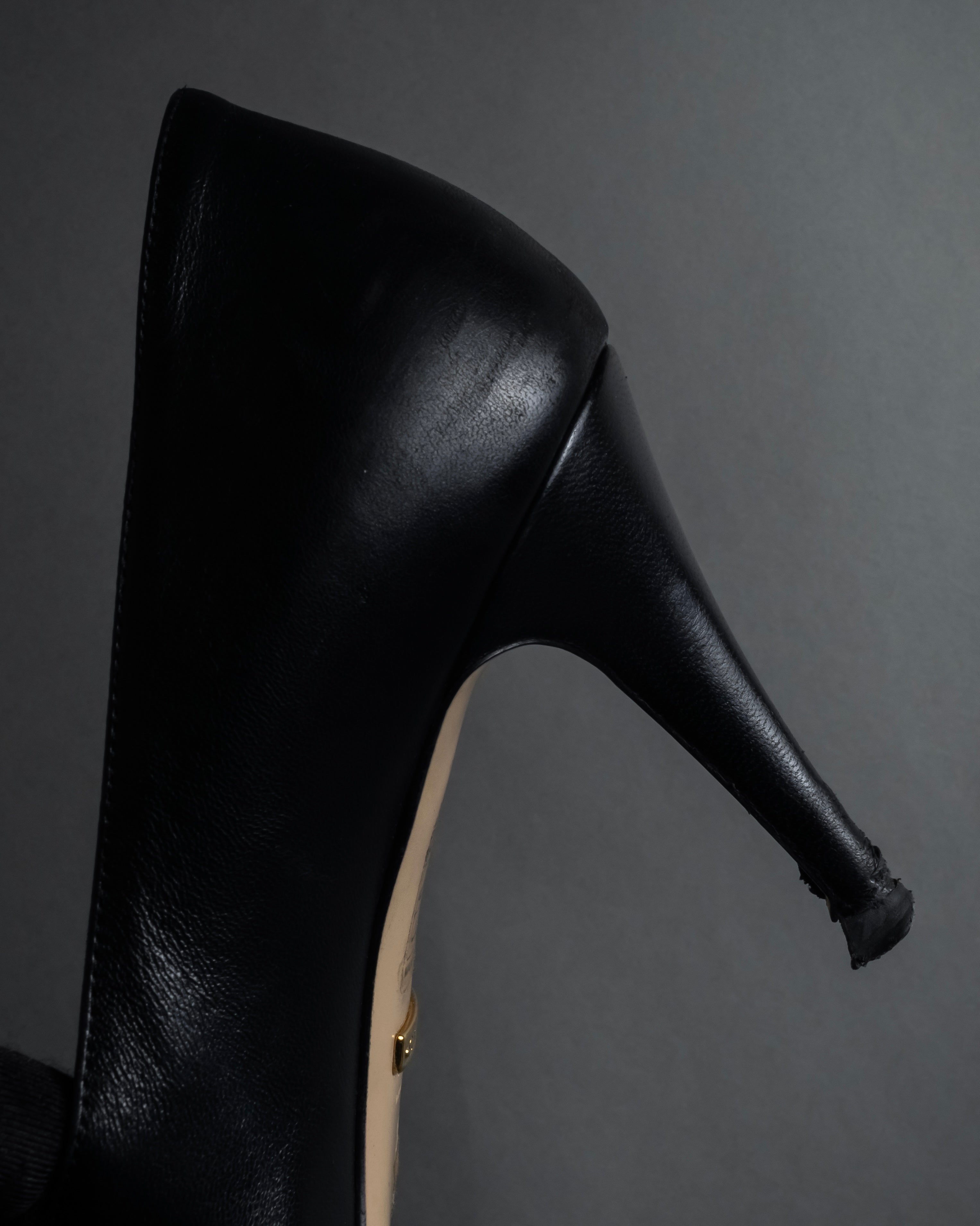 "GUCCI" Michele design ribbon crystal buckle pumps