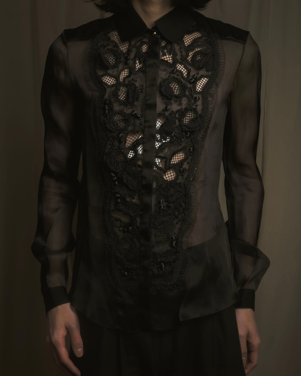 "LOEWE" 2014AW Sheer embroidered shirt