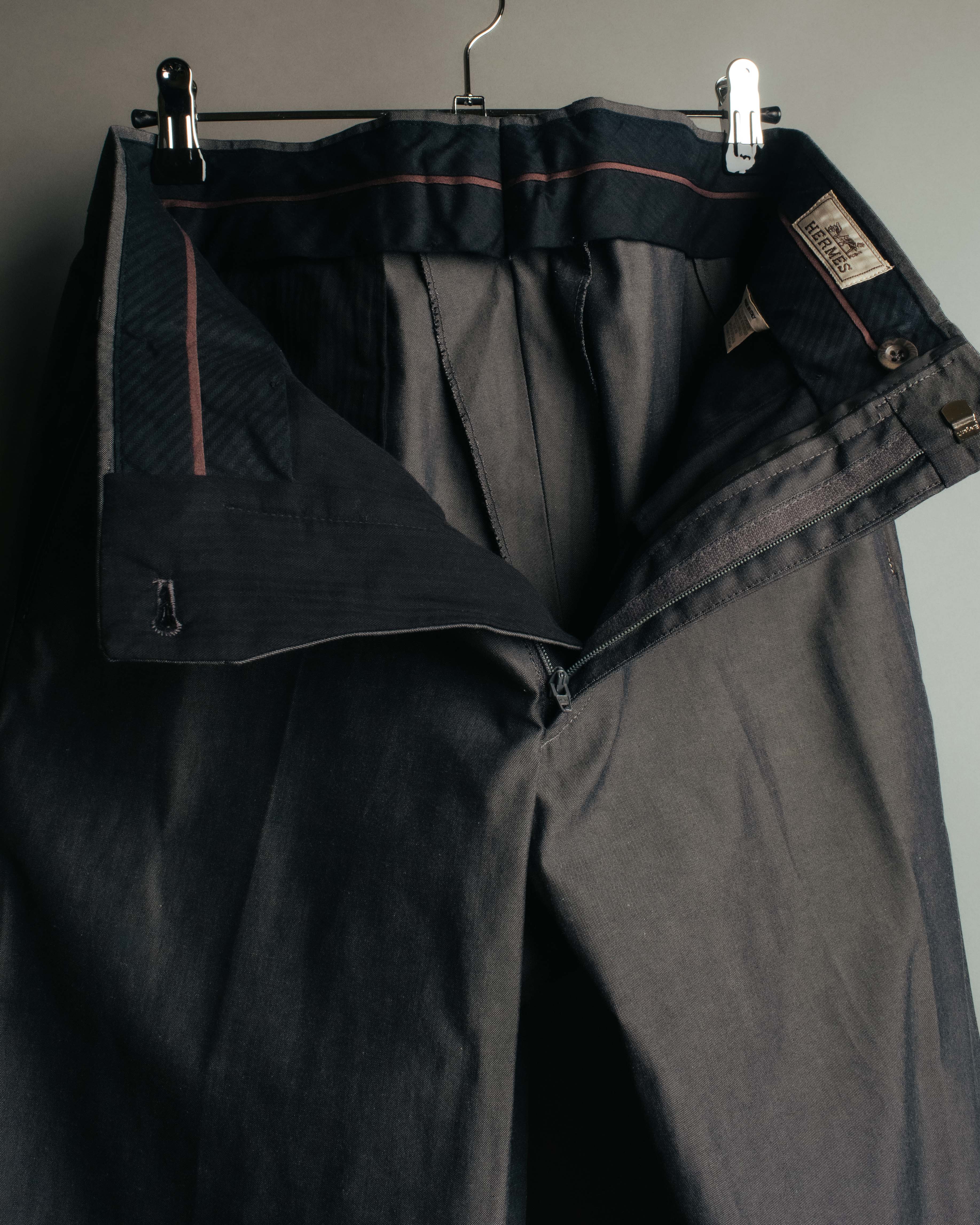 -SPECIAL- “HERMÈS” 1998-00’s Leather trimmed tailored trousers