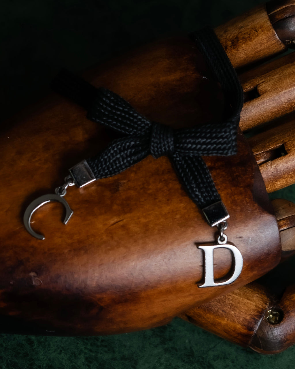 "Christian Dior" Logo design charm ribbon tie bracelet