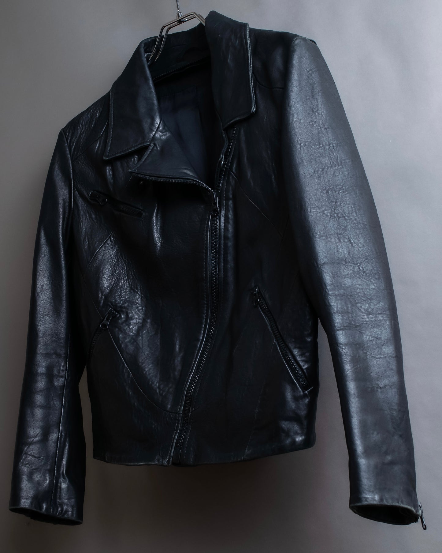 "Acne" Beautiful shape genuine leather double riders jacket