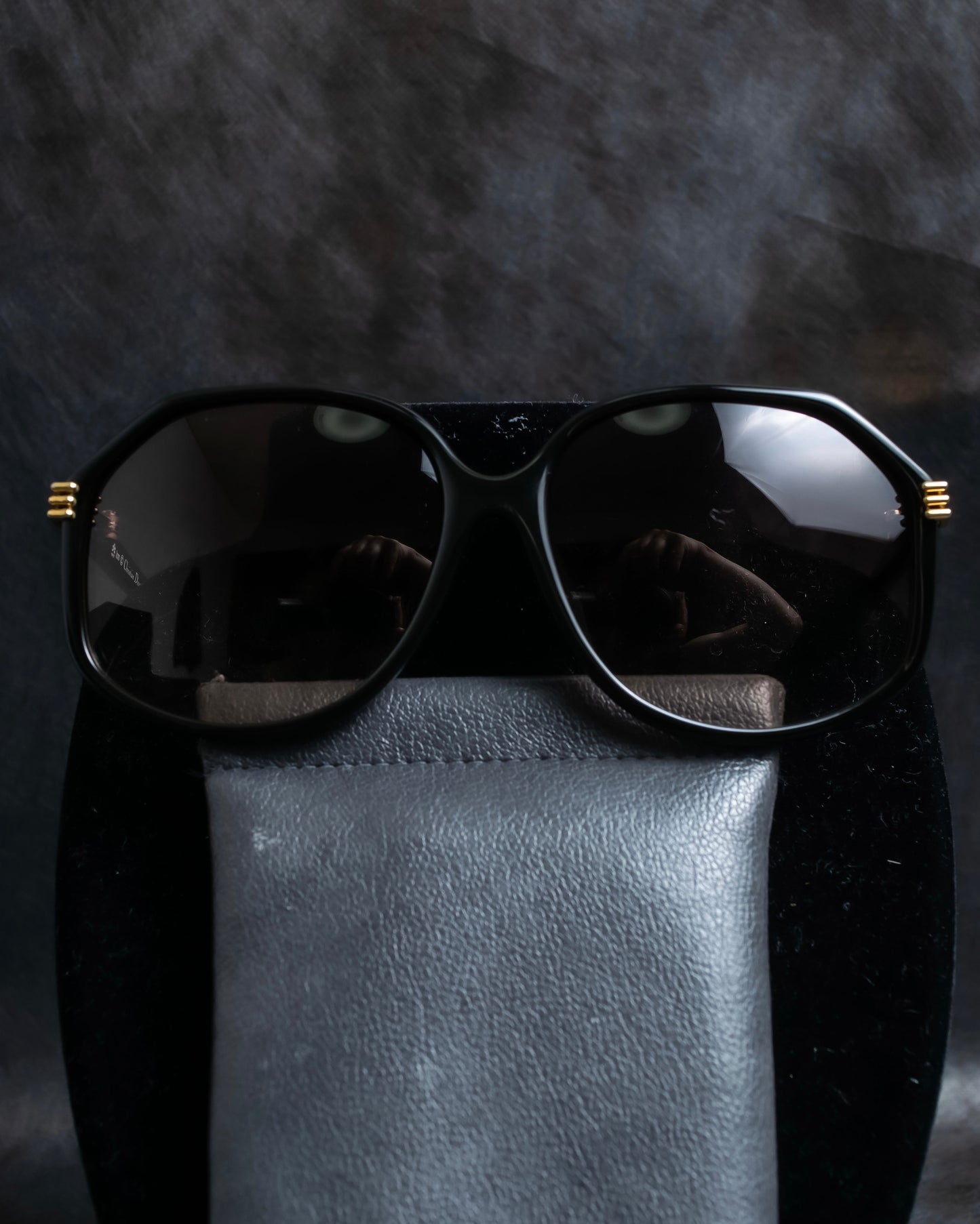 "Christian Dior" Hexagonal frame black sunglasses