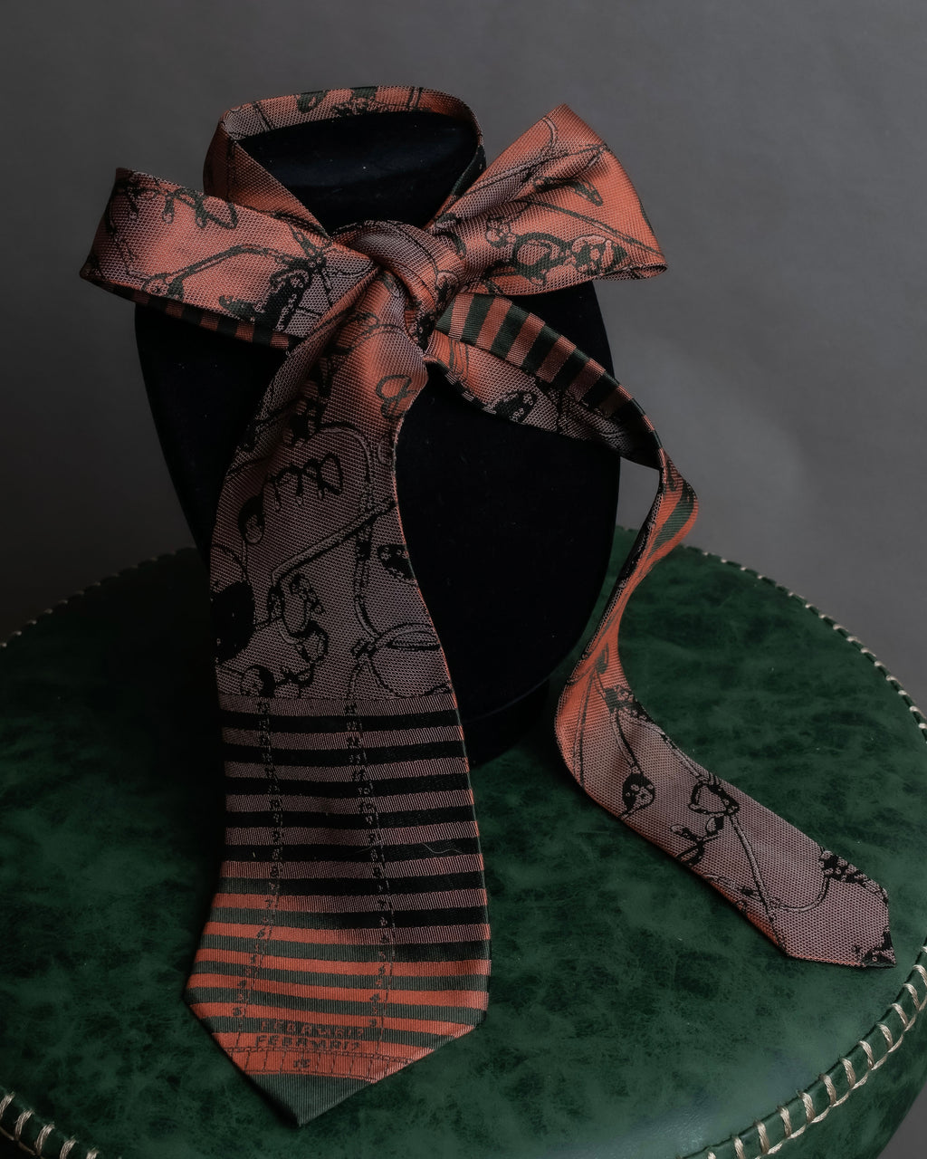 "JEAN PAUL GAULTIER HOMME" Drawing camouflage design silk neck tie