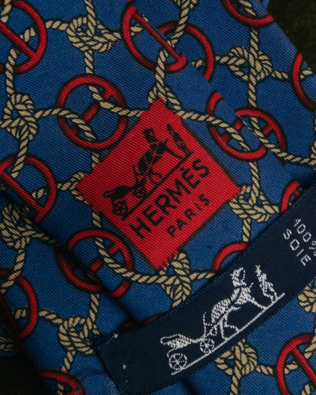 “HERMÈS” 90’s Rope and H motif silk tie