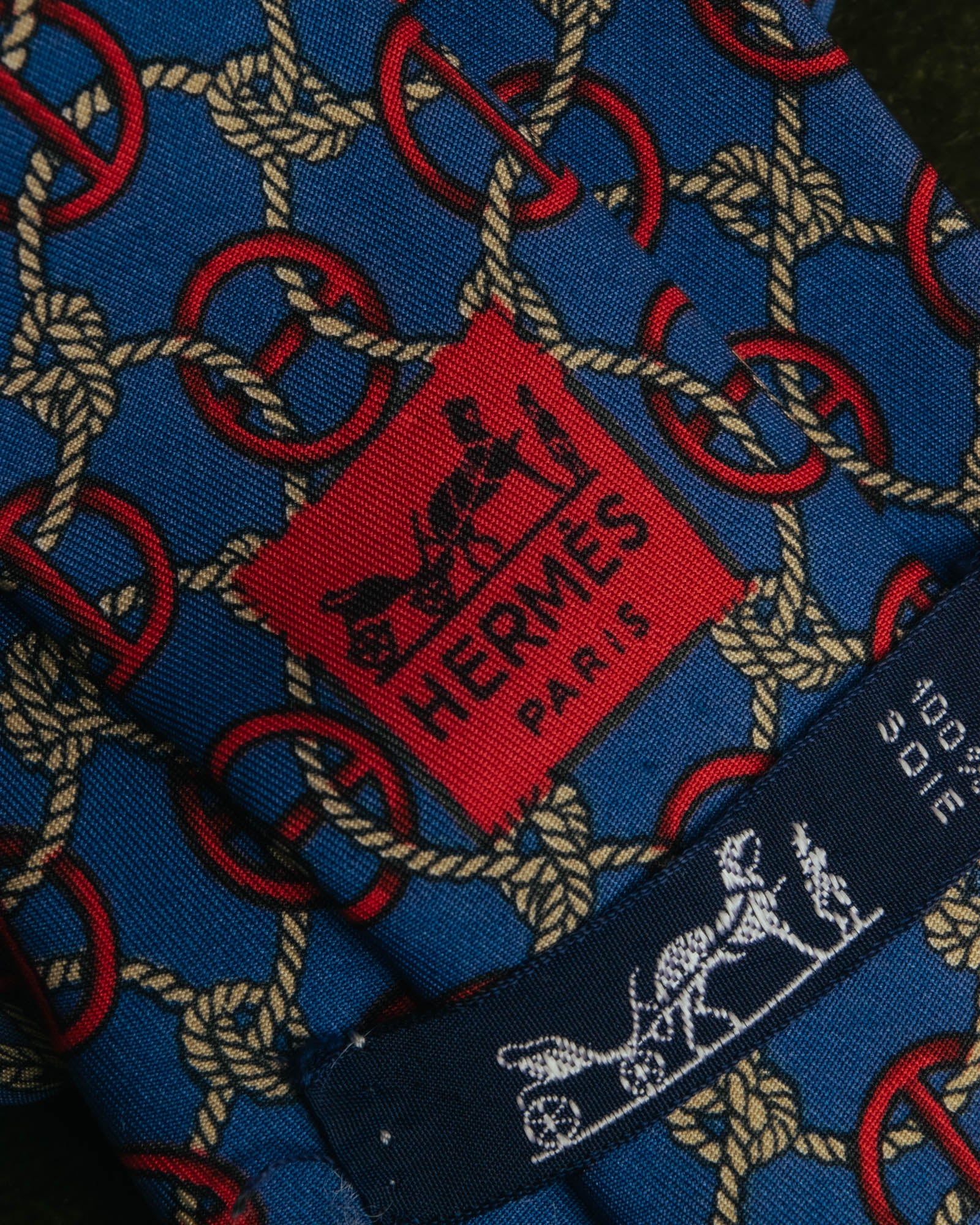 “HERMÈS” 90’s Rope and H motif silk tie
