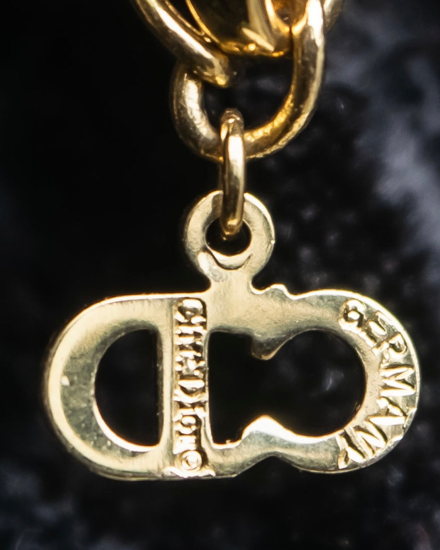 "Christian Dior" Heart motif zirconia gold pendant