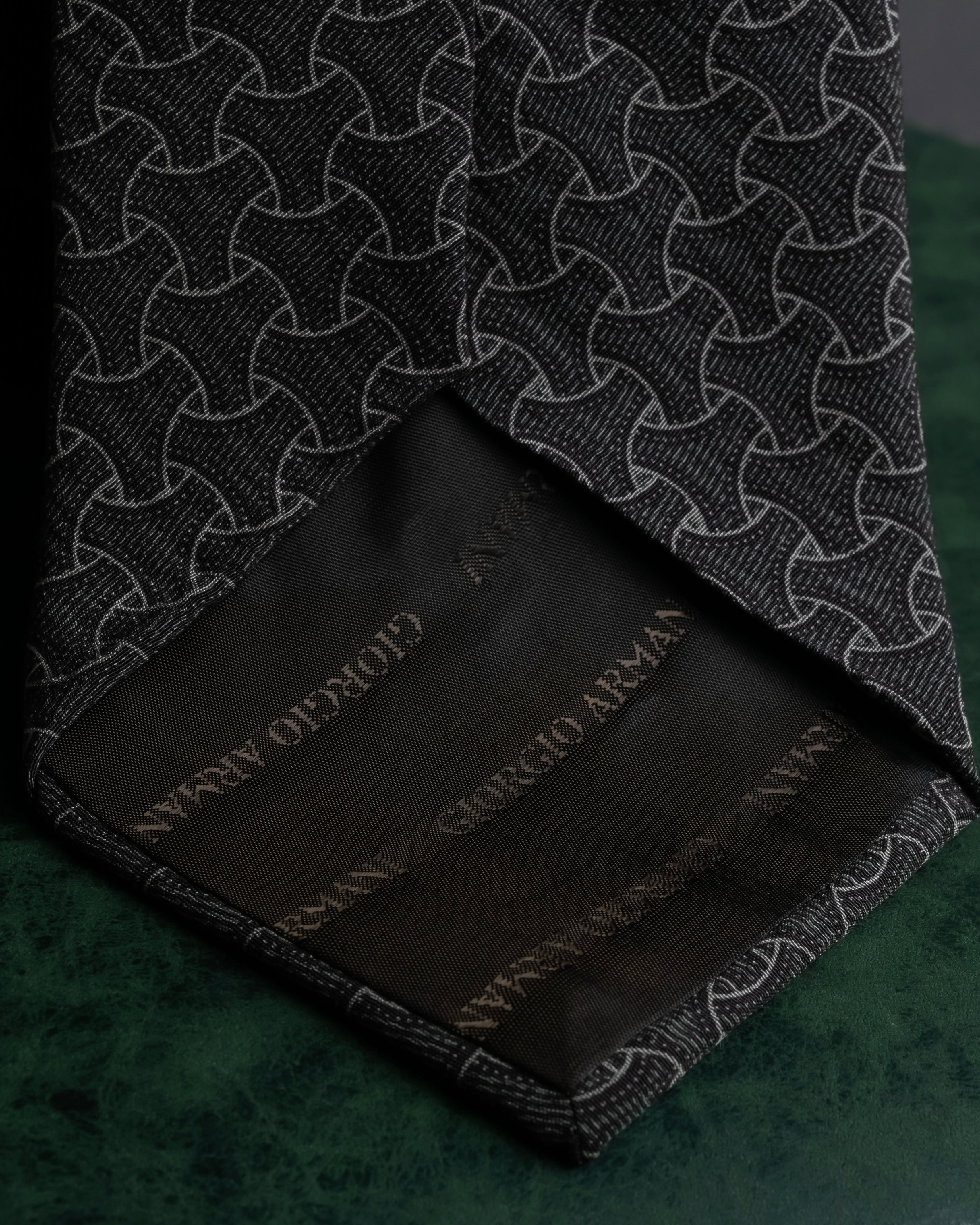 "GIORGIO ARMANI" Charcoal gray geometric pattern necktie