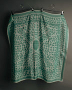 "Christian Dior" 85's-95's Vintage emerald tulip botanical silk shantung scarf