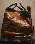 “Max Mara” 00’s-20’s crocodile-embossed 2way backpack
