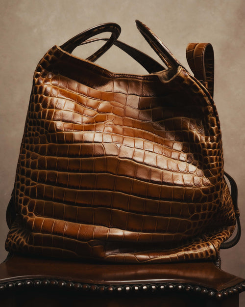 “Max Mara” 00’s-20’s crocodile-embossed 2way backpack