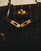 -SPECIAL- "CRISTIAN FLORENCE" 90's-00's Classic crocodile embossed leather structured top handle bag