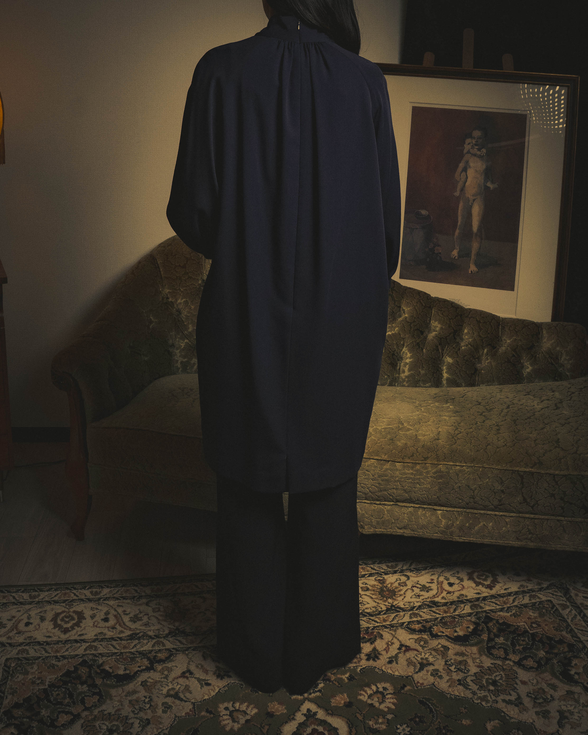–SPECIAL– "Christian Dior" 80's-90's Sculptural high-neck long dress