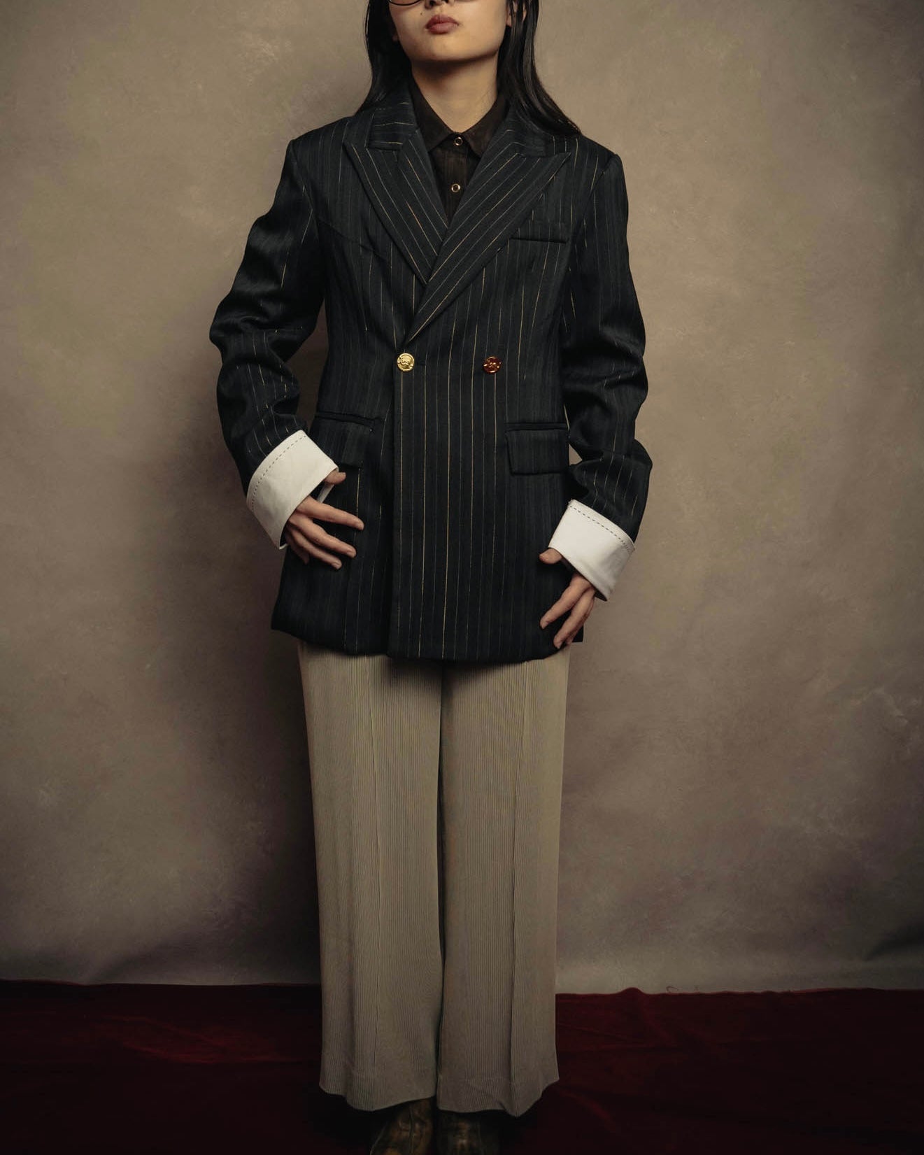 -SPECIAL-“SAINT LAURENT” 18's- Modern pinstripe double breasted jacket