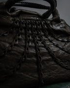 "FALORNI" Braided leather dome boston bag